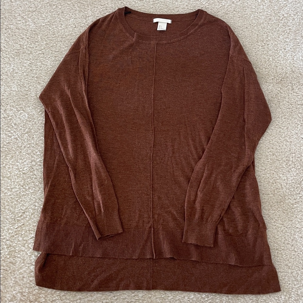 H & M brown tunic sweater Size small
